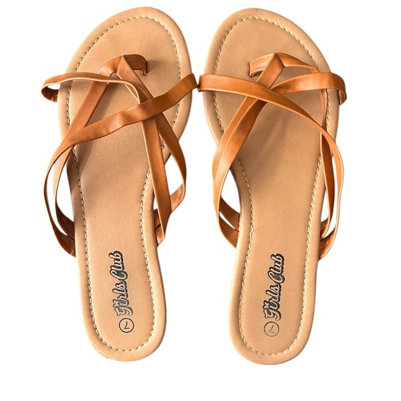 🟠Girls Club Brown Flat Sandals – Size 7 - Picture 3 of 4